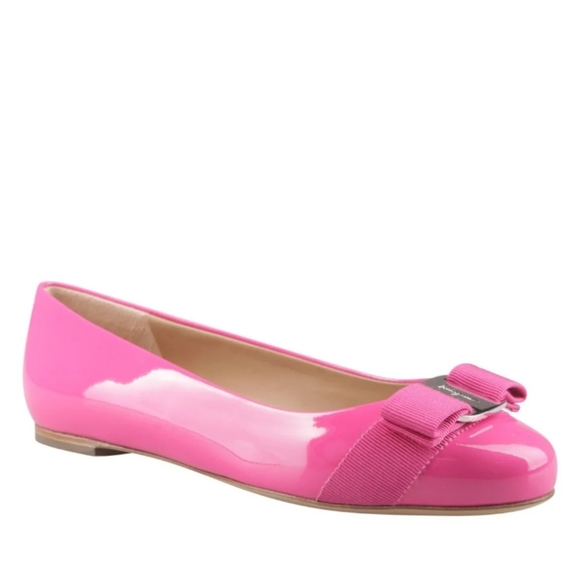 Salvatore Ferragamo Varina Ballet Flats in Patent Pink - Picture 5 of 6